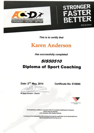 Karen Diploma Sports Coaching